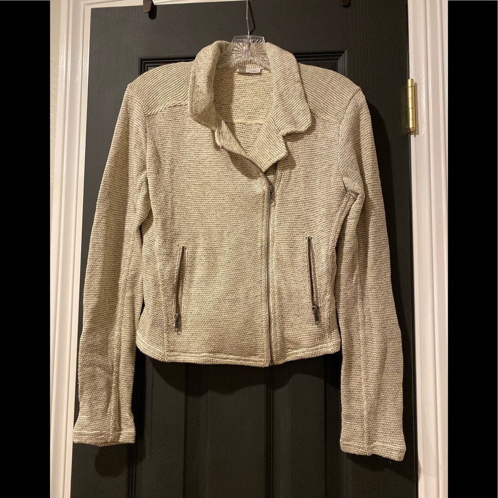 Halogen Cream Knit Zip Up Jacket